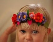 Violet - Flower Fairy Crown - Felted Wool Headband - Wreath