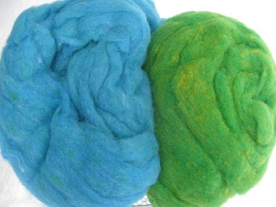 Needle Felting Wool-4oz. Bag--Blue and Green