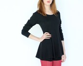 vintage 90's black stretch skater dress / black mini dress tunic