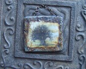 Tree Pendant Original Art Pendant Silhouette One of a Kind Drawing