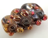 Wild Thing Large Focal - Handmade Lampwork Glass Focal Bead - Red, Amber, Brown, Organic - SRA