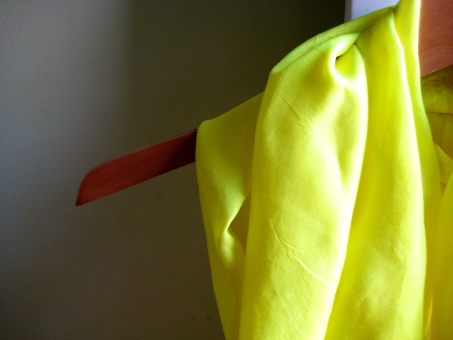 hand dyed silk infinity scarf - neon yellow