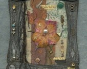 FROM THE THORN  original collage with thorns and embellished wood frame