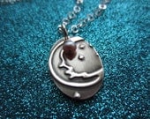 Under The Same Moon Locket Waiting For Adoption Necklace Hand Stamped Silver