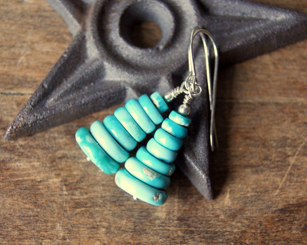 Cairn Earrings - Sleeping Beauty Turquoise stacked gemstones, American turquoise,  boho, December birthstone, zen