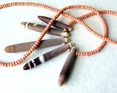 Sea Urchin Spines Necklace - sea urchin spines, spike jewelry, Cheyenne pink glass trade beads, summer fashion, nautical fashion, beach