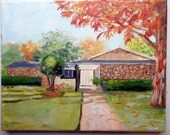 House portrait oil painting, 11 x 14, custom house portrait oil painting on canvas, original art