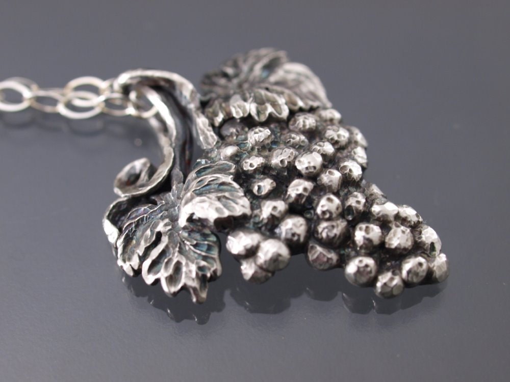 Sterling silver grape cluster pendant on an 18 inch chain
