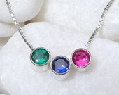 Personalized Birthstone Necklace - Family Necklace for Mother or Grandmother - Sterling Silver