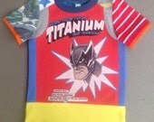 Upcycled Boys Tshirt Upcycled Clothing Handmade Repurposed Pieced Titanium man Size 2T /3T (Europ. size 98/104)
