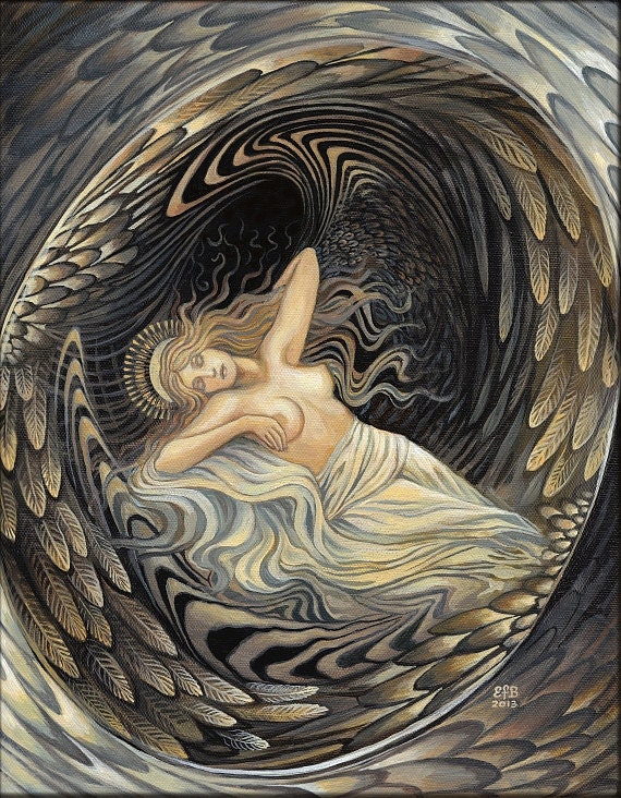Angel's Egg Original Acrylic Painting Goddess Art