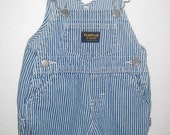 Vintage OSH KOSH B'Gosh OVERALL Pants, Blue White Engineer Stripe, Baby Boy 3 to 9 Months