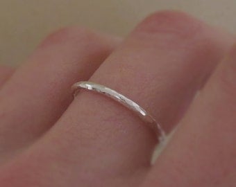Sterling Silver Stacking Ring - Hammered - 1.6 mm
