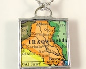 Iraq Vintage Map Pendant Necklace