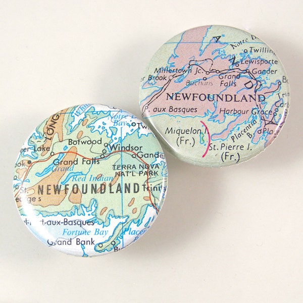Newfoundland Map Pinback Buttons
