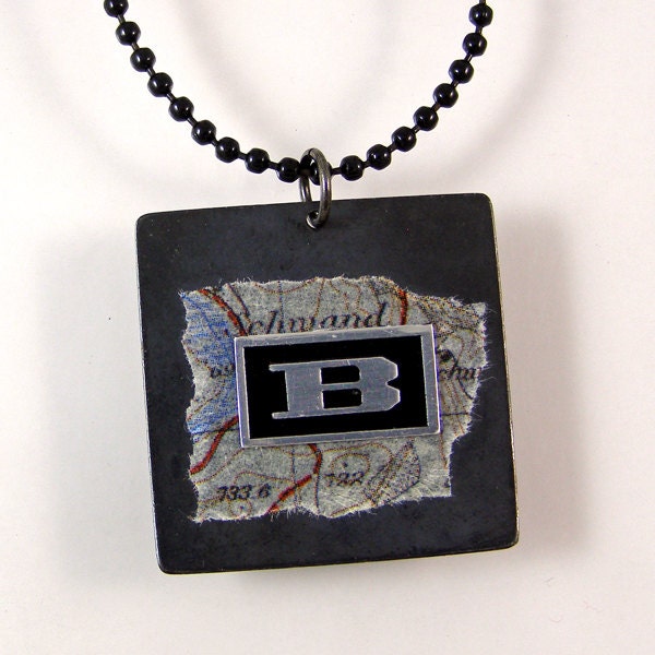 Vintage Suitcase Initial Pendant Necklace