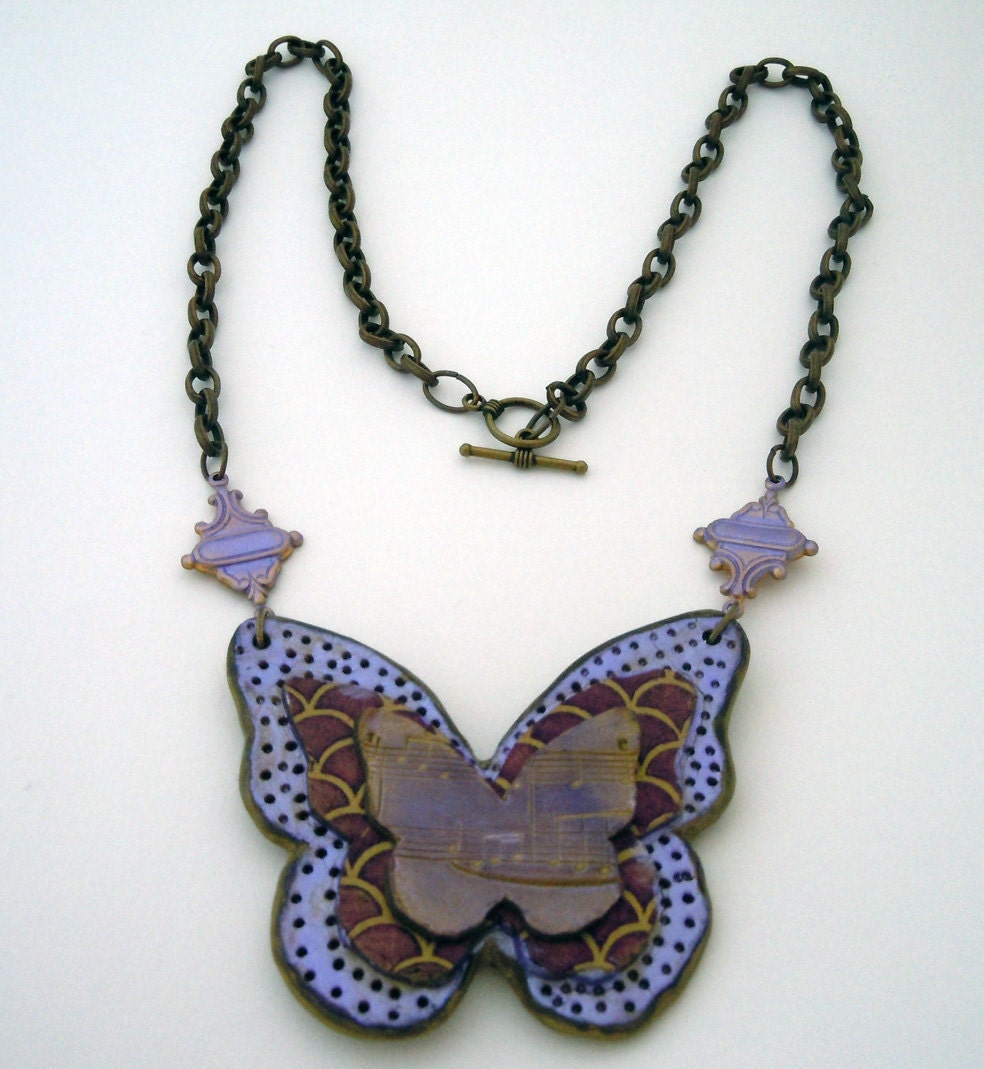 OOAK Purple Butterfly Dreams Necklace on Chain