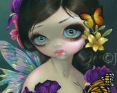 Iris Enchantment fairy butterfly flowers art print by Jasmine Becket-Griffith 8x10