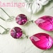 Hot pink Estate Style Earrings, Vintage Rhinestone teardrop crystal, Swarovski dangles, old hollywood inspired, boho chic -  Flamingo