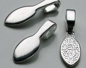 25 Medium Spider Vintage Finish Silver Plated Dew Drop Pendant Bails. Oval Teardrop Glue on. For Dichroic Glass Jewelry. Fits Aanraku Cords