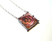 Quartz Crystal Pyramid and Real Suraka Silk Moth Necklace - Nature Art Jewelry