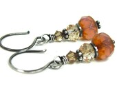 Czech Glass, Swarovski Crystal and Sterling Silver Earrings