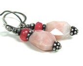 Chalcedony, Peruvian Opal, Sterling Silver, Hill Tribe fine silver Earrings