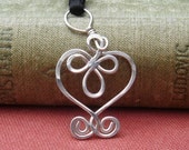 Little Celtic Heart Sterling Silver Wire Pendant - Celtic Necklace - Celtic Jewelry - Heart Necklace- Celtic Knot
