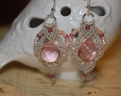 Micro Macrame Earrings with Pink Swarovski Briolette