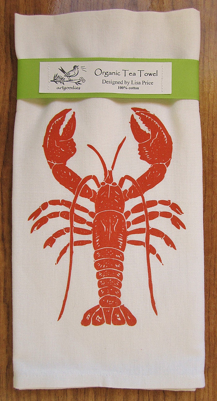 ORGANIC lobster tea towel