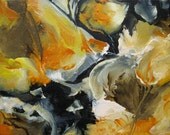 Musing61 Reproduction Print from Original Painting. Yellow Gray Black