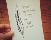 know what is yours to carry and what is not - 5x7 print - feather wisdom series - paint or color your own