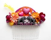 Gorillas In Love Magpie Party hair comb // Magentas, lavenders Plums and Oranges