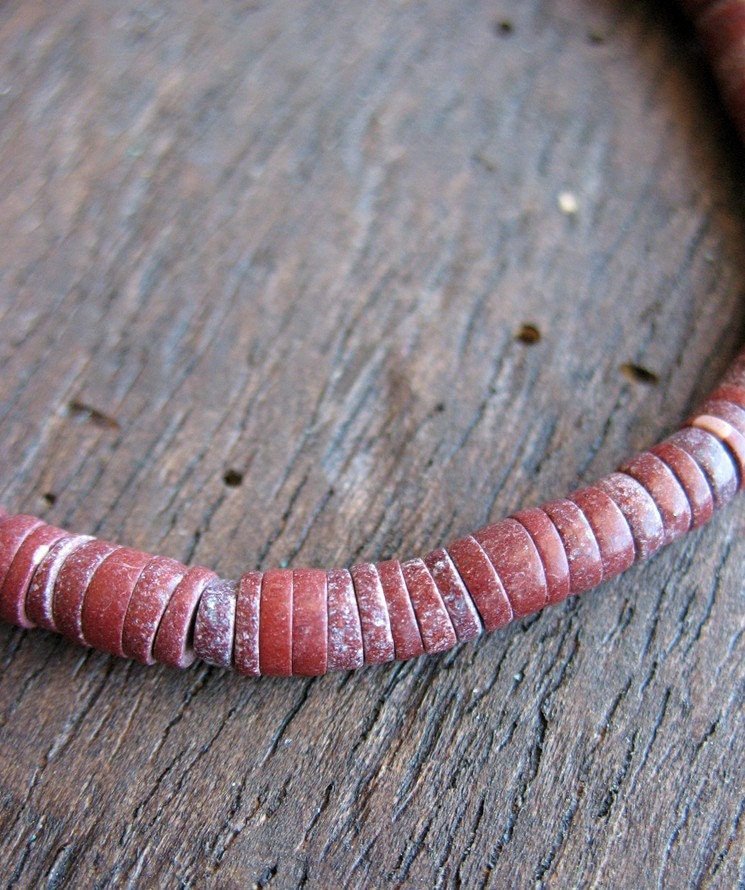 Fair Trade African Pipestone Heishi - 1 - 6 inch Strand