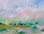 Original Abstract Landscape Painting Subtle Dreamy Fauve Impressionist Acrylic Painting on Canvas by Linda Monfort