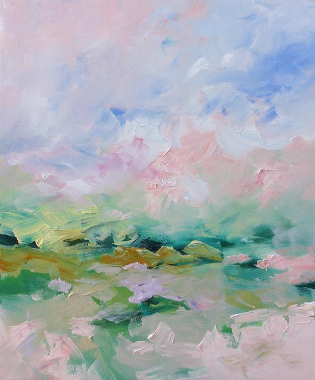 Original Abstract Landscape Painting Subtle Dreamy Fauve Impressionist Acrylic Painting on Canvas by Linda Monfort