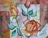 Rose ORIGINAL 12x16 floral geometric earth tones roses Watercolor Painting by Melanie Pruitt EBSQ