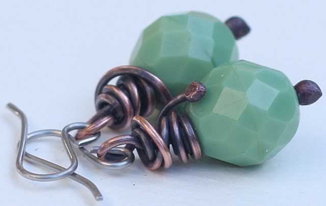 Green Earrings Copper Earrings