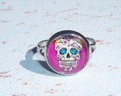 Pink Dia la muertos Ring (Day of the Dead)