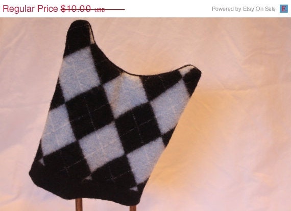 MID WEEK SALE- Argyle Wool Hat-Upcycled Blue Argyle