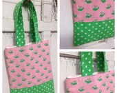 HOLIDAY WEEKEND SALE- Whale Tote-Upcycled Linens-Eco Friendly