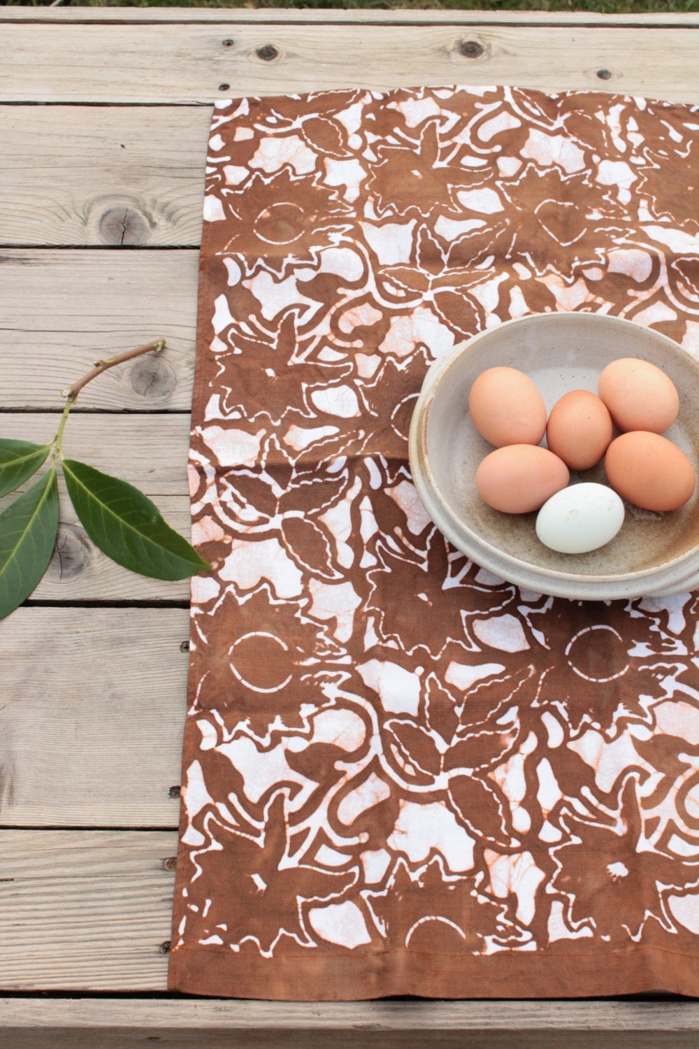 batik linen tea towel