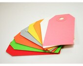 Colored Tags for gift wrap and scrapbooking set of 25 grey, pink, blue