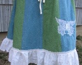 Blue and Green Butterfly Plus Size Hippie Skirt