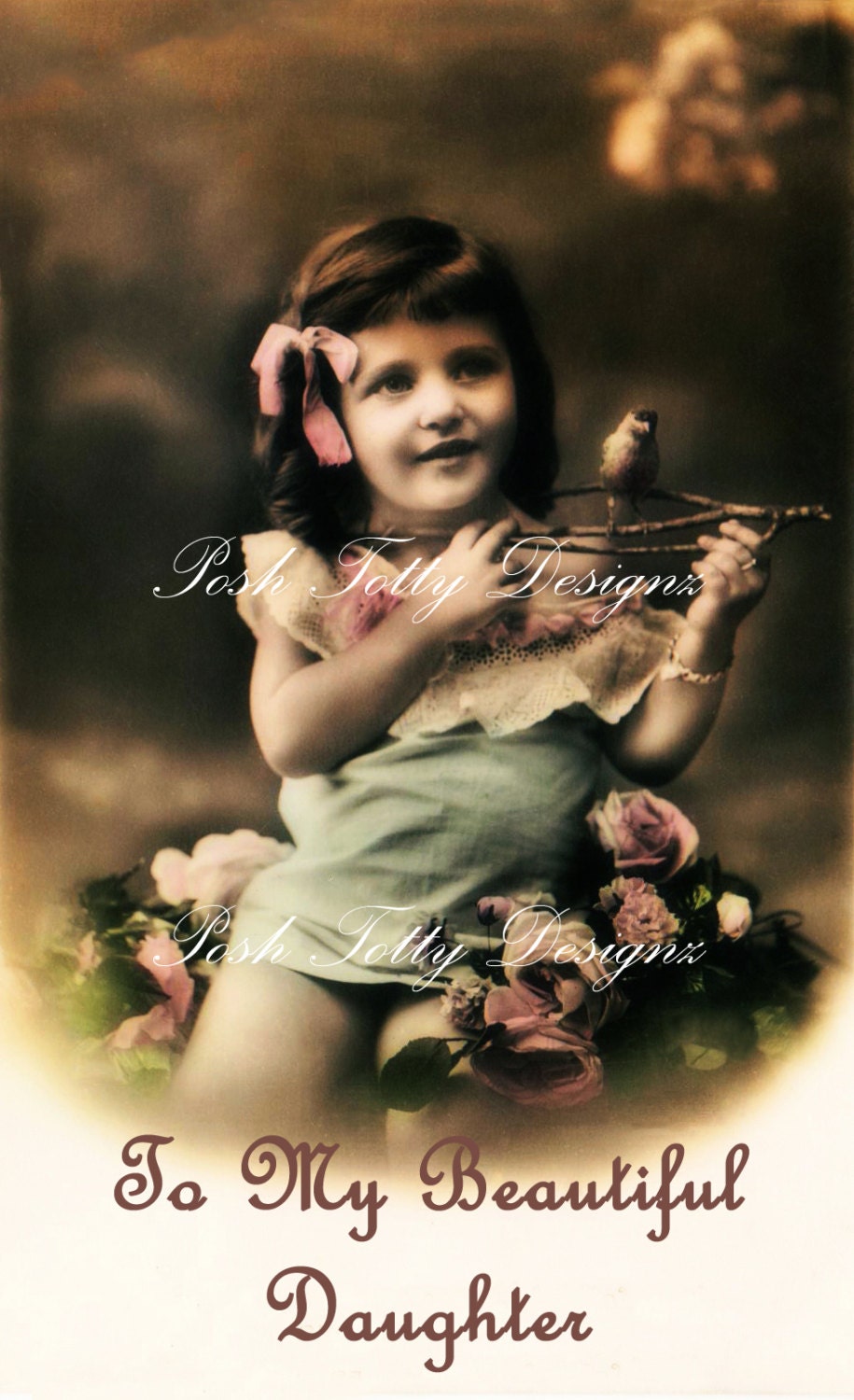 1910 My Beautiful Daughter Edwardian Vintage Postcard Digital Download Printable Images (PC27a)