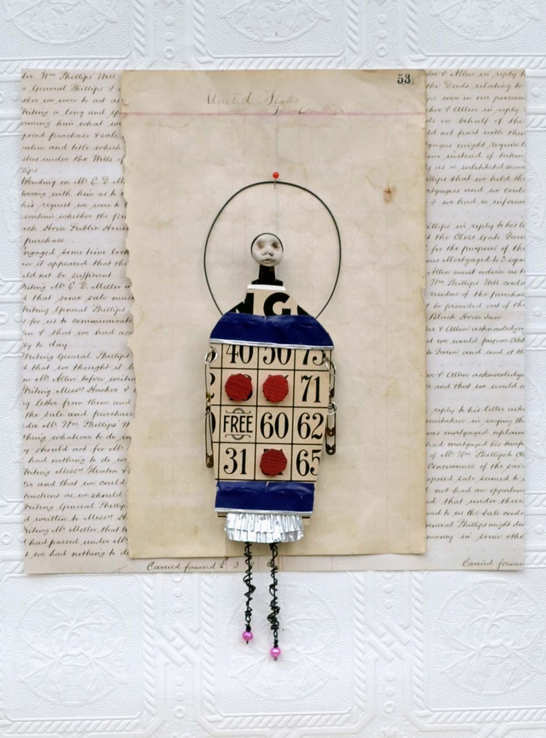 Original Mixed Media Art doll - Tic-Tac-Roe