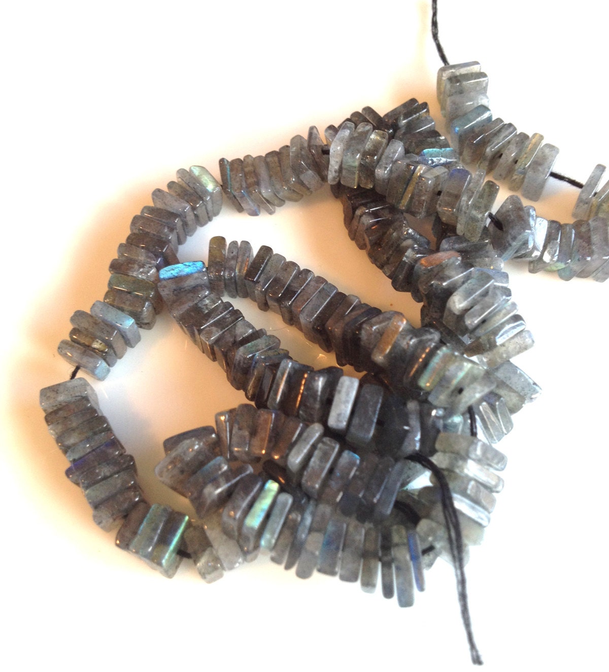 Labradorite square heishi, smooth flat cube bead, flashy labradorite, 16 inches, 6mm