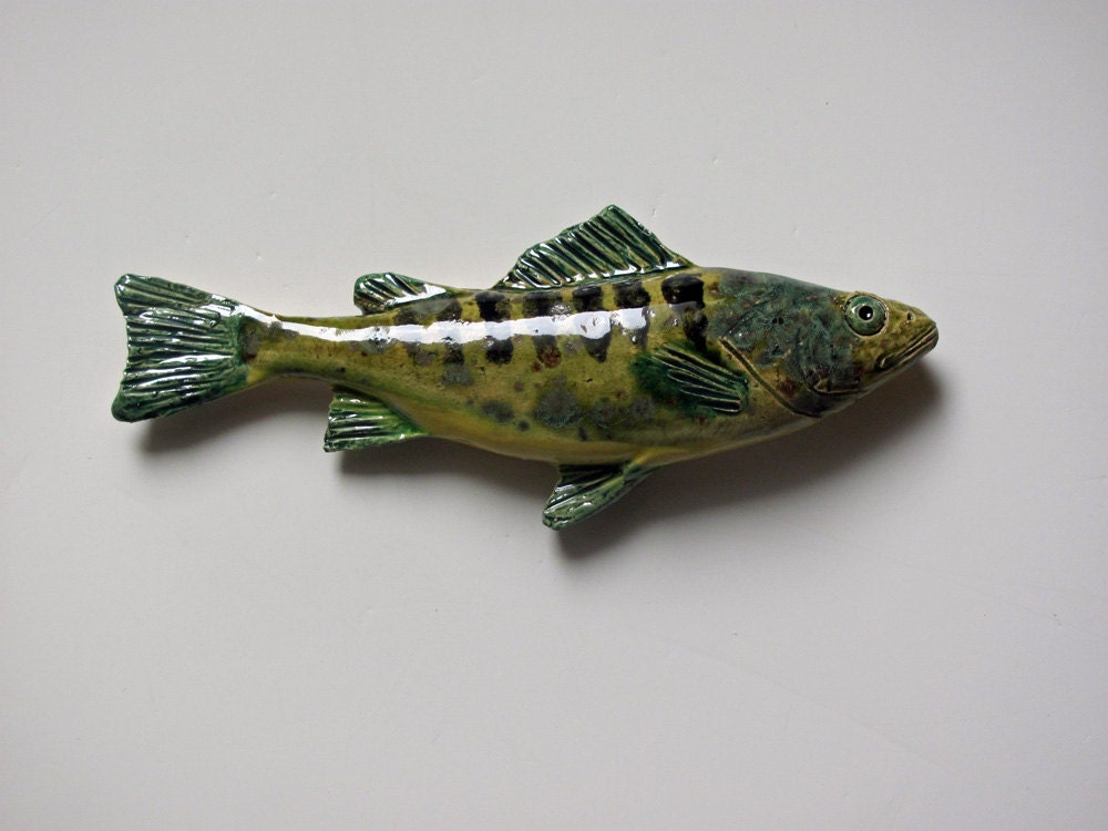 Ceramic perch decorative art fish wall hanging