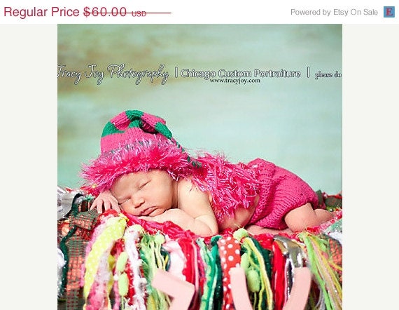 SALE Newborn Baby Girl Boy Hat Diaper Cover SET PHoTO PRoP  Hot Pink FuZZy BRiM Kelly Green stripe TaSsel Toy Maker CaP Knit to Order PiCk