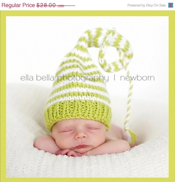 SALE Unigender Newborn Boy Girl Baby Hat PHoTO PRoP Munchkin Stocking Cap lime white PiCk CoLors Knit to Order Quints by Surprise Tv Oprah